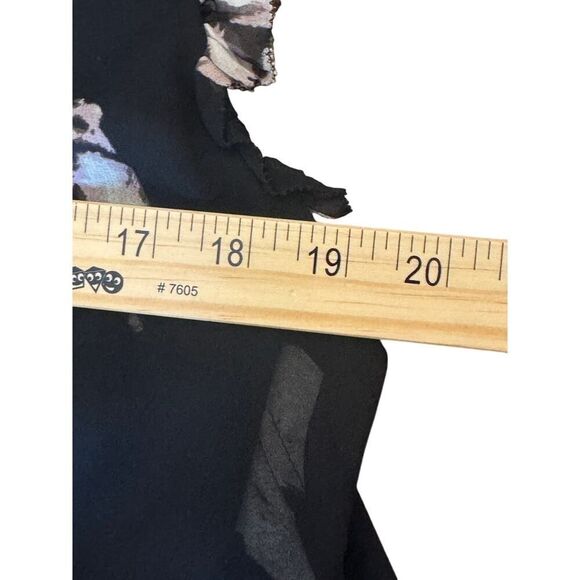 🌸 KATE SPADE Madison Ave Collection Floral Ruffle Blouse S Black Pink Chiffon - Picture 4 of 10